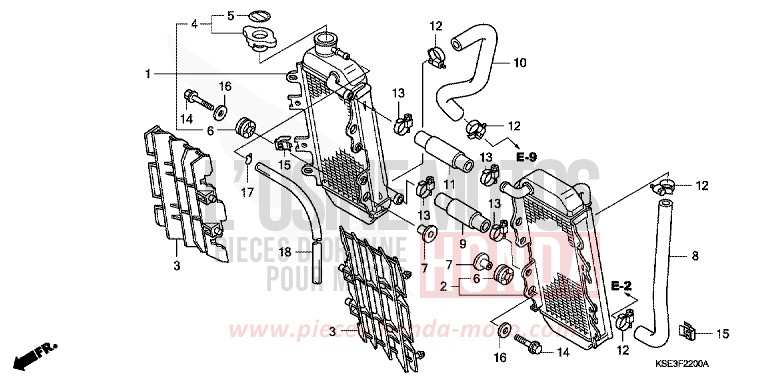 RADIATEUR de CRF150R "Grandes Roues" EXTREME RED (R292) 2007